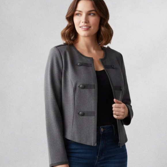 Torrid Jackets & Blazers - Torrid Womens Blazer 1X Gray Military Style Jacket Cropped Casual  Fall